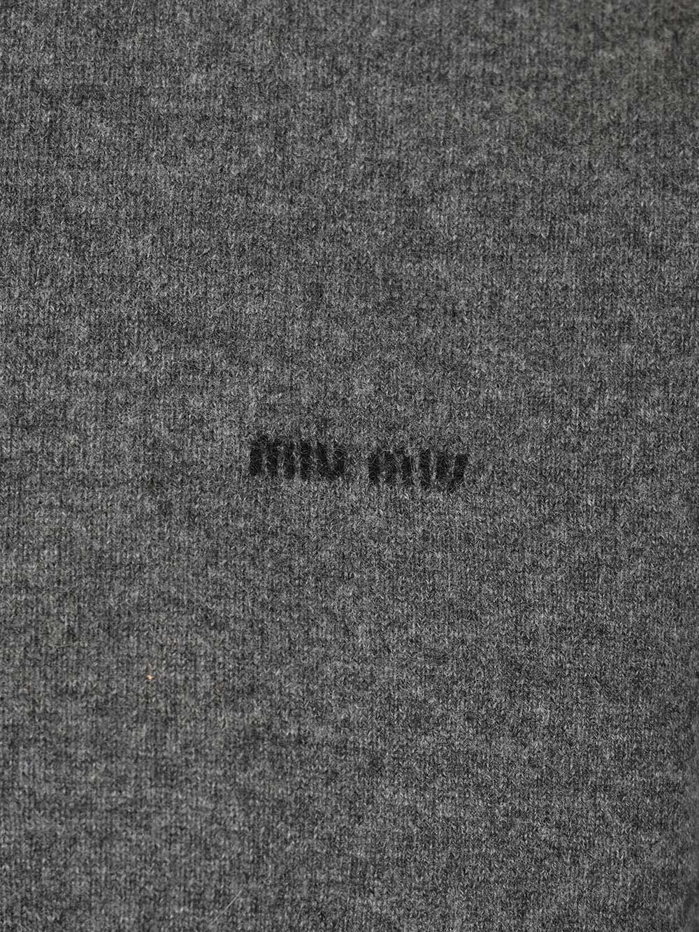 Miu Miu Cashmere And Jersey Zip-Up Sweater Knitwear - Grey | 85db6d475a9fad00645e592fe19d0d4eadce8df1
