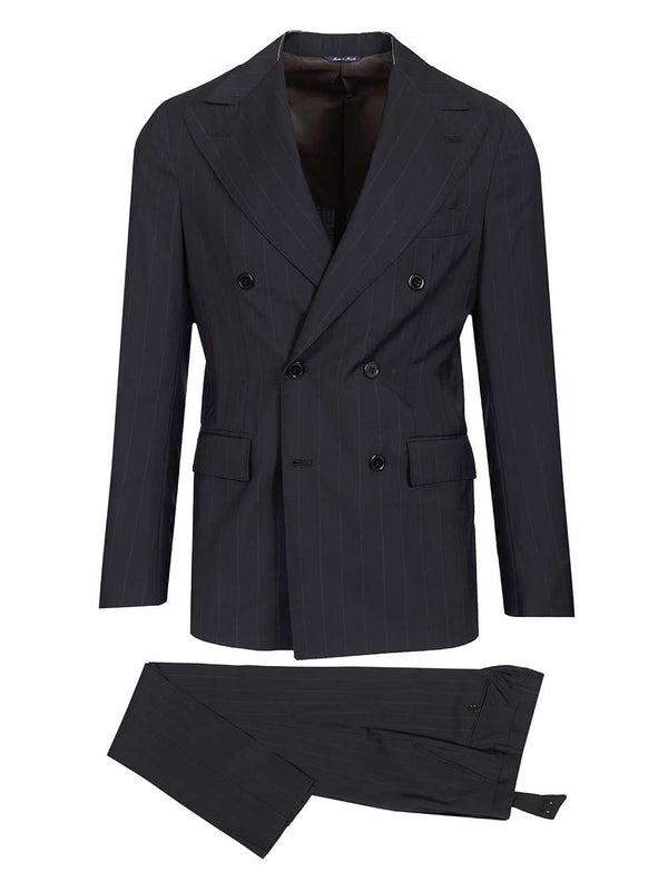 Double-Breasted Pinstriped Suit Dresses Blue
