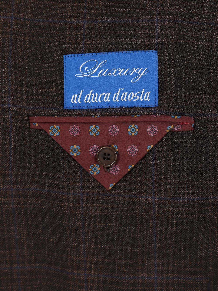 Al Duca D'Aosta Single-Breasted Check Blazer Jackets - Brown | f837c4673b5b56280344227cdb9926d3043bcd49