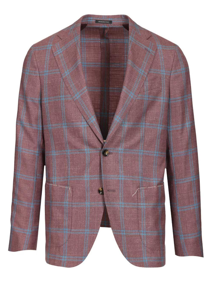 Al Duca D'Aosta Unlined Check Blazer Jackets - Bordeaux | 8bc420222815f0bbc5e65ccaddd498823b0b9eac