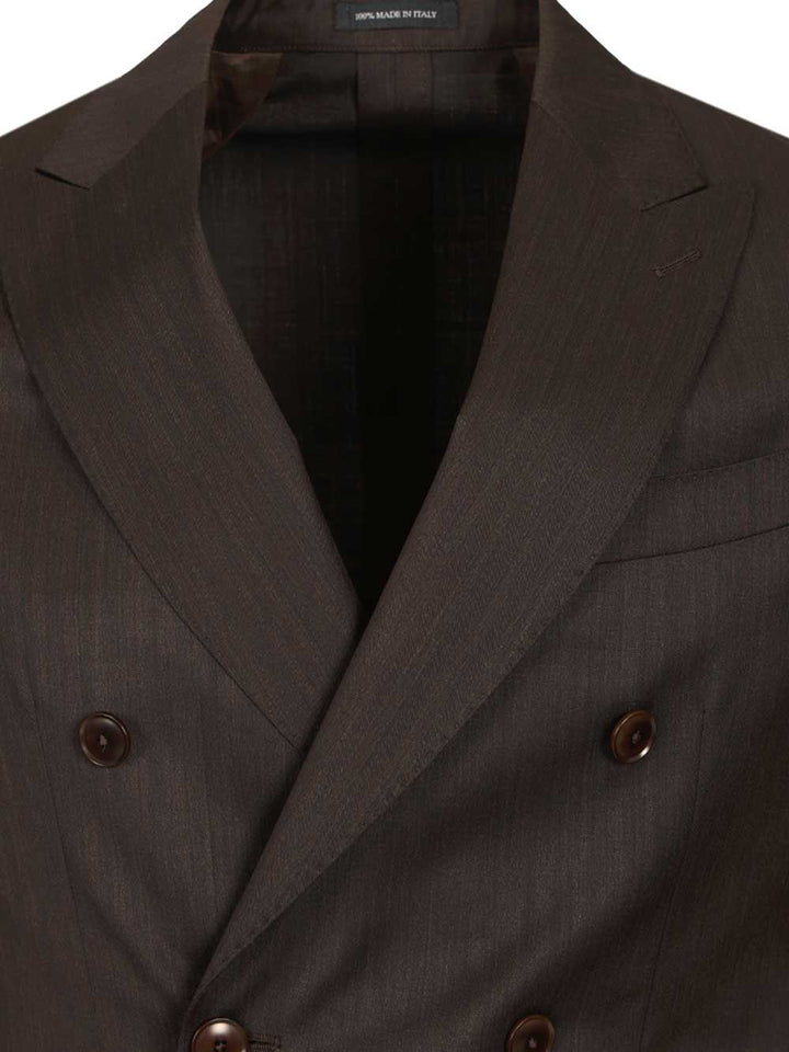 Al Duca D'Aosta Double-Breasted Herringbone Suit Dresses - Brown | 404fbf00e515d43c560aeae5d8b8cc67c350e2c2