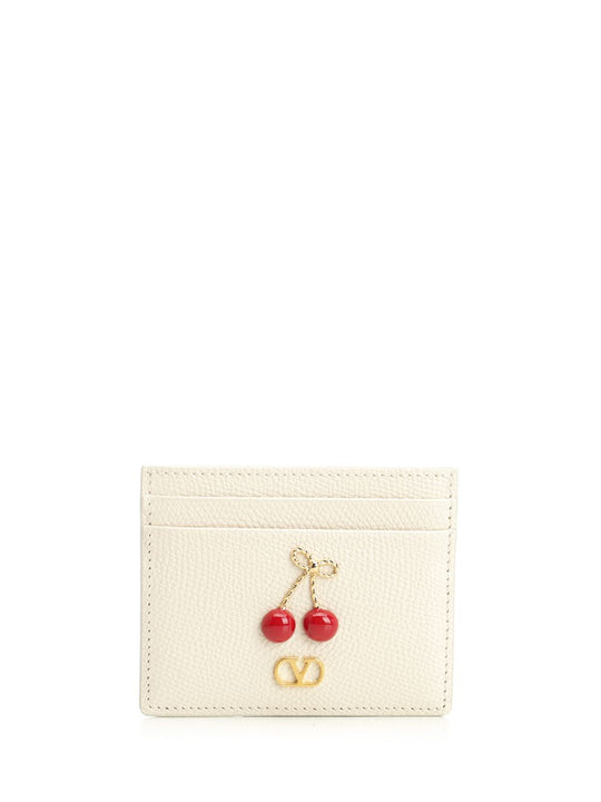 Cherryfic Card Holder In Garnet Calfskin Small Leather Goods White