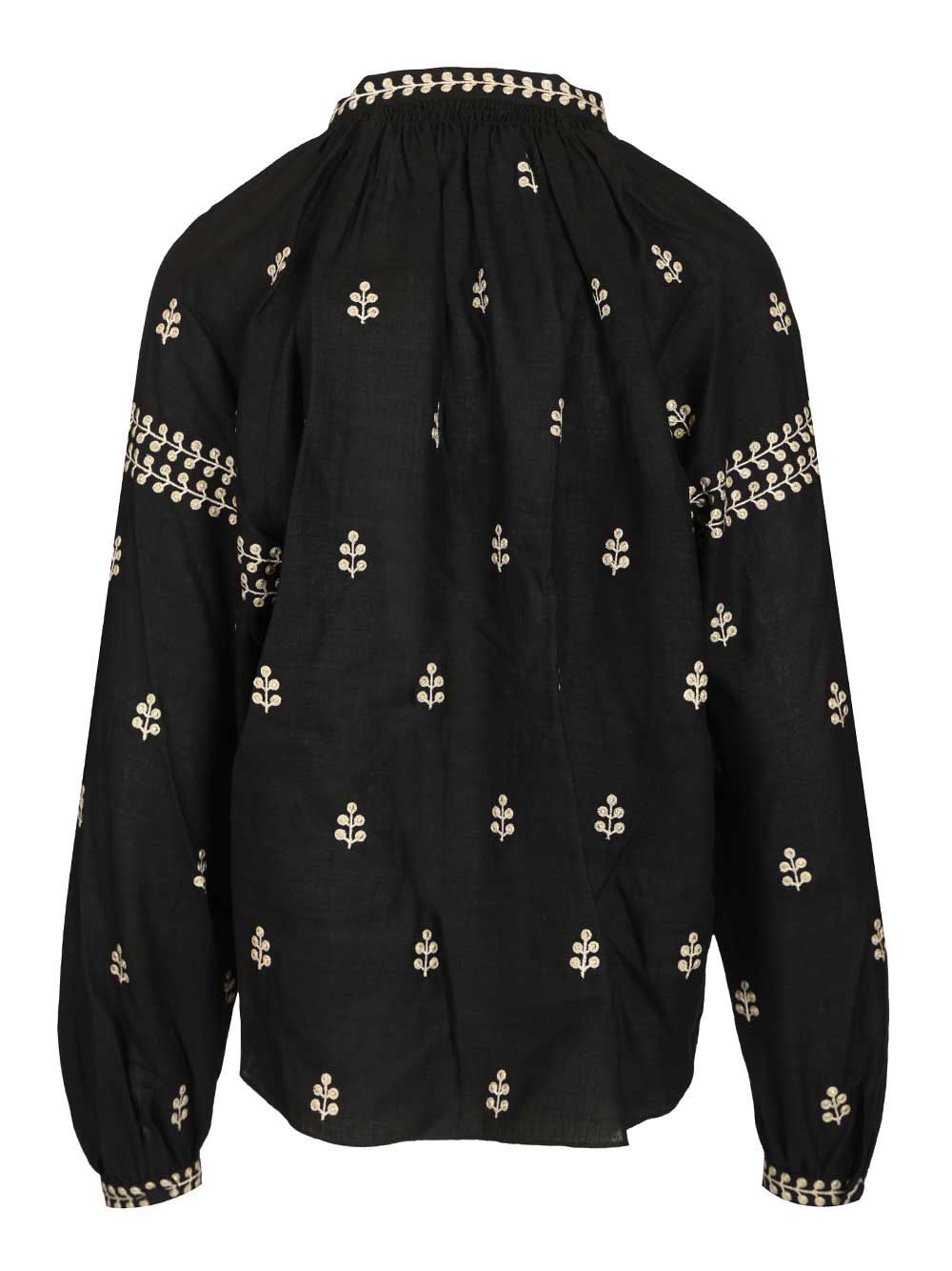 Isabel Marant Rodis Blouse In Embroidered Tussar Silk Shirts - Black | 62550f483c7147b2df533cc24a5c9679b7029391