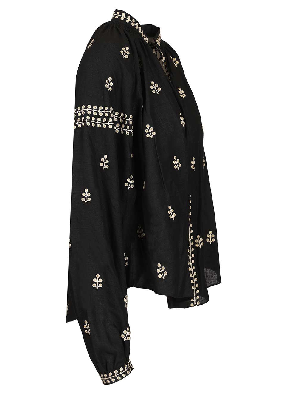 Isabel Marant Rodis Blouse In Embroidered Tussar Silk Shirts - Black | dd3f3cc79fd439d5e546b31d49c482e40f504794