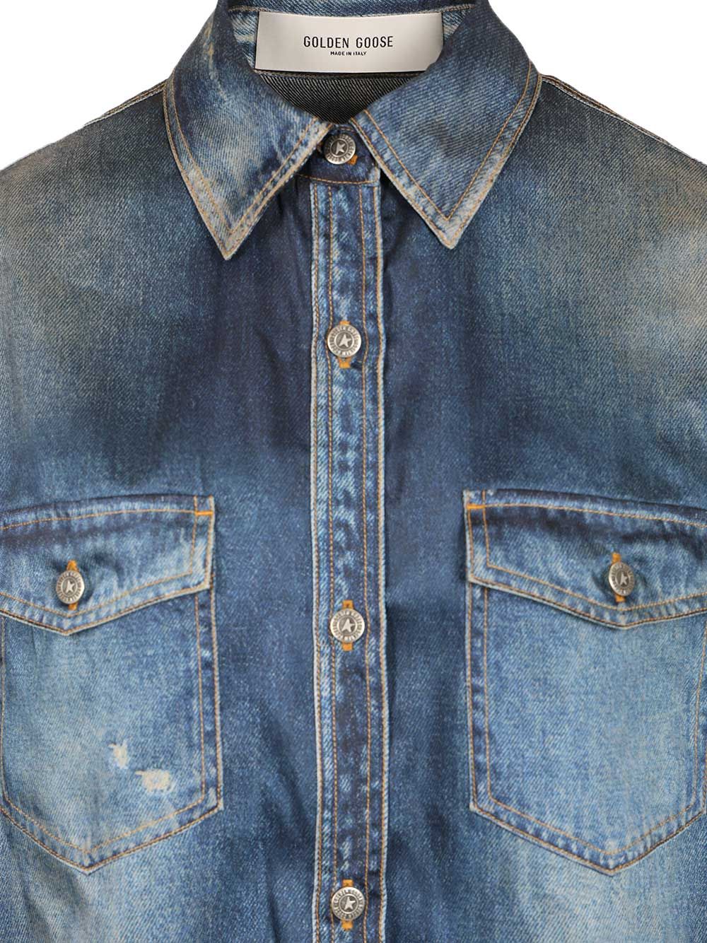 Golden Goose Deluxe Brand Patty Denim Shirt Casual - Blue | 78e4cf15028bdef58877c03bc0c397b2993788c8