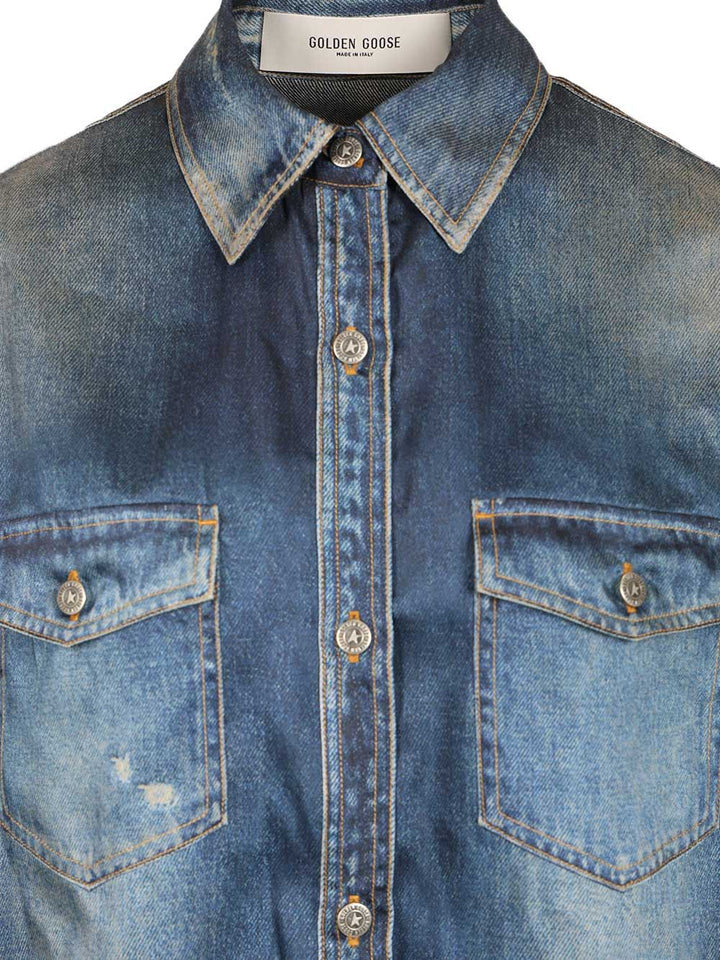 Golden Goose Deluxe Brand Patty Denim Shirt Casual - Blue | 78e4cf15028bdef58877c03bc0c397b2993788c8