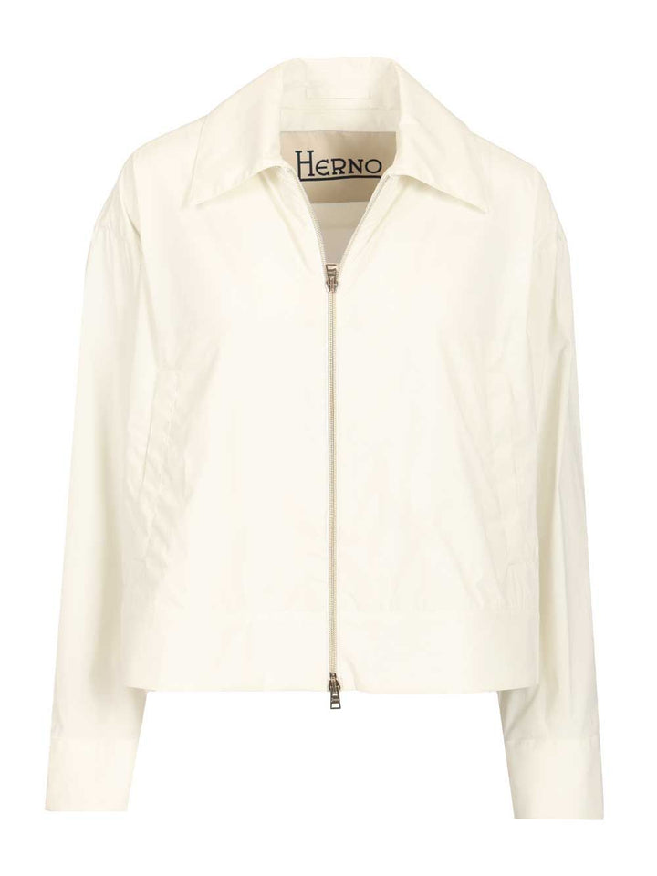 Herno Short Jacket In Stretch Nylon Jackets - White | 40491aac5441e6c8f6c47bd76e22898edaa80215