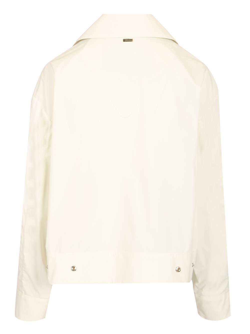 Herno Short Jacket In Stretch Nylon Jackets - White | d48c0af7e46c9b4c1bf10825799da2848d500ea0