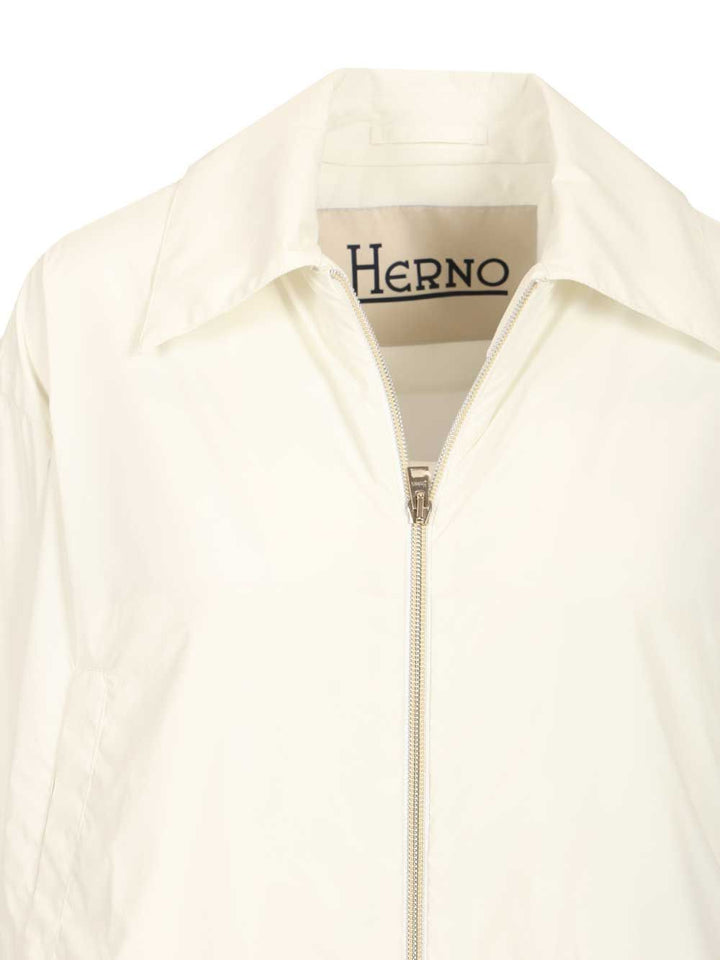 Herno Short Jacket In Stretch Nylon Jackets - White | b460cbc0162a64953e7b839100cab23d5e0cdcdb