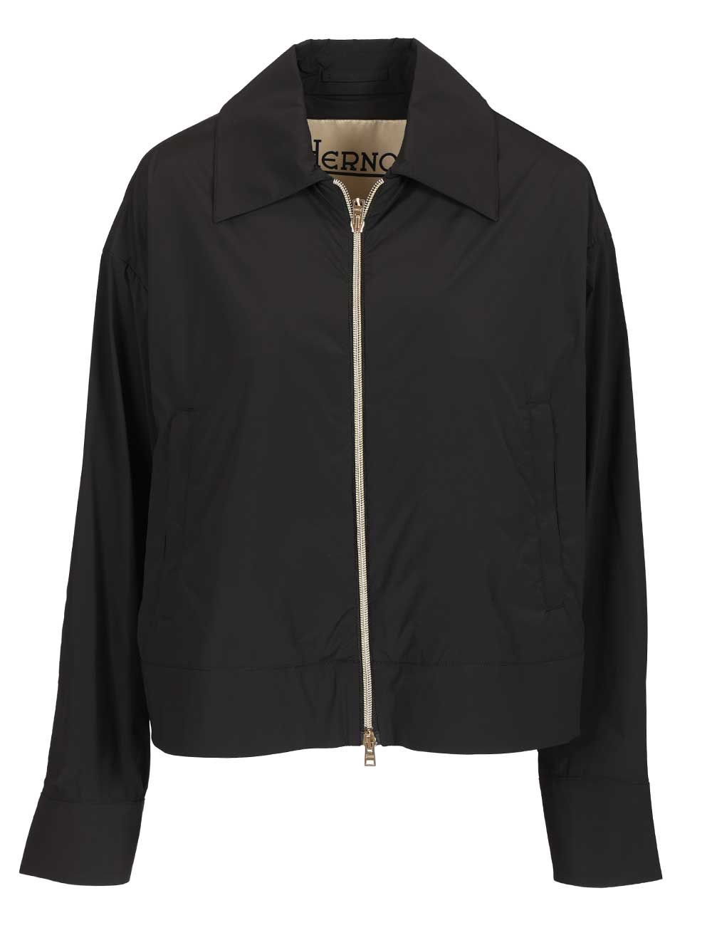Herno Short Jacket In Stretch Nylon Jackets - Black | 1f8f07b7ae8aa88f6ceb9136ca95463fbc73d6a6