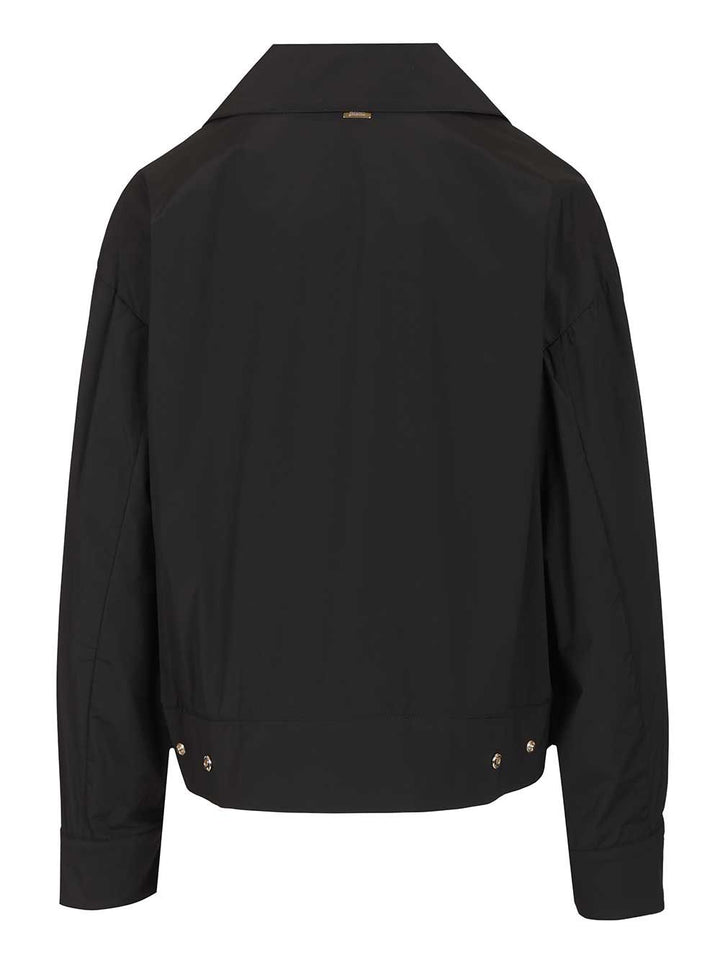 Herno Short Jacket In Stretch Nylon Jackets - Black | 27c5a73fac8e83ebb6eda08b62ae30d726030f6d