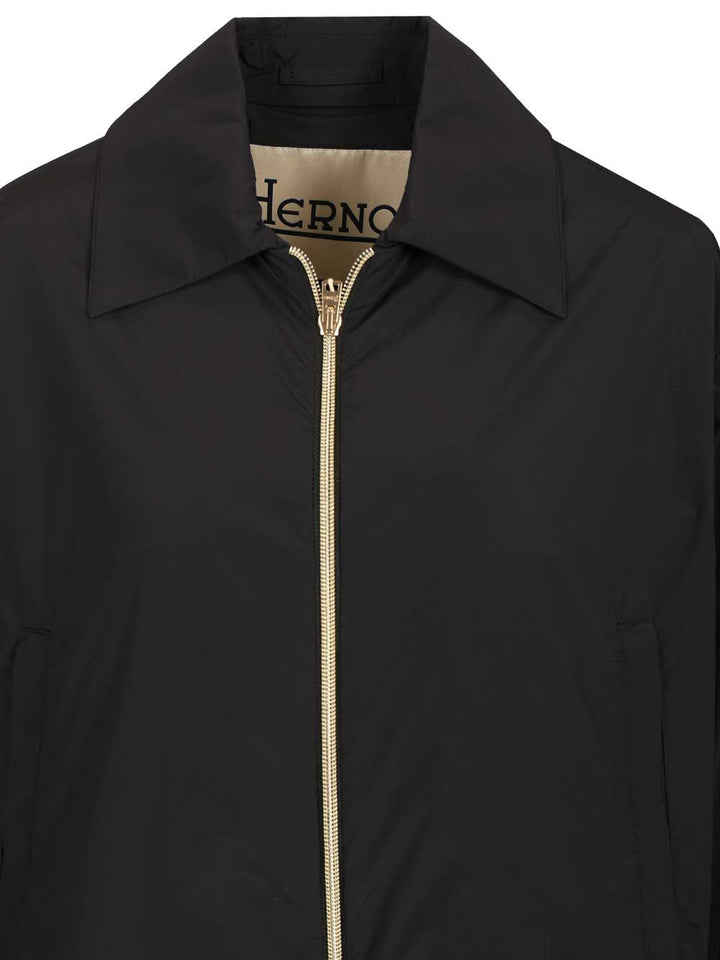 Herno Short Jacket In Stretch Nylon Jackets - Black | d29eb129bffad68d71dcca4eb37137e21dc75502