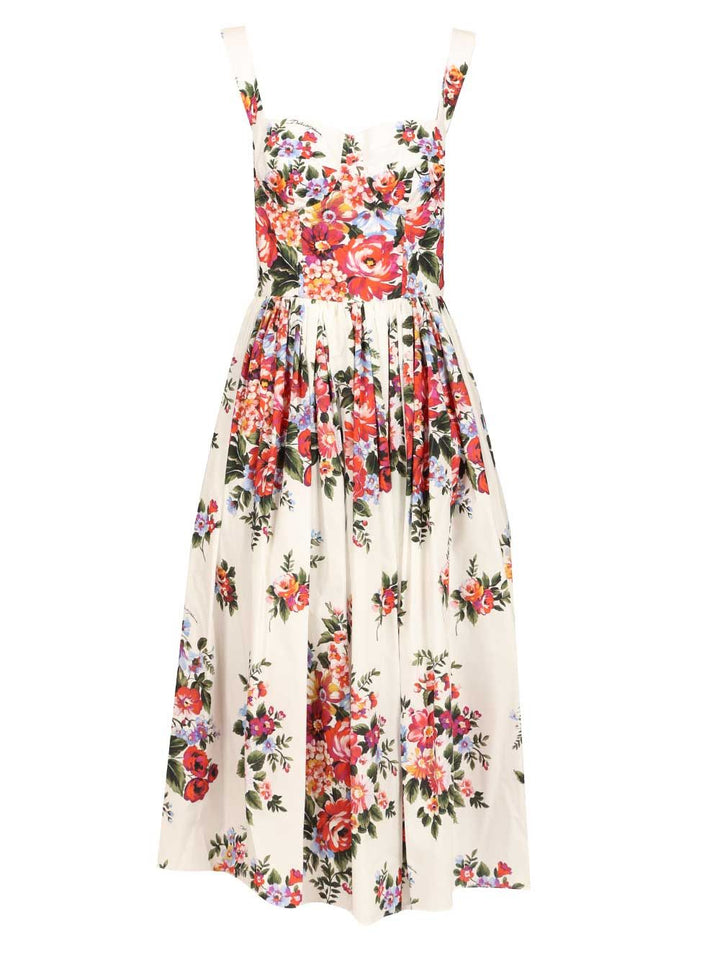 Dolce & Gabbana Cotton Dress With A Bouquet Of Flowers Print Dresses - Multicolor | 5e072168f62ad0e67c2fb30bc3f15c73d10dec35