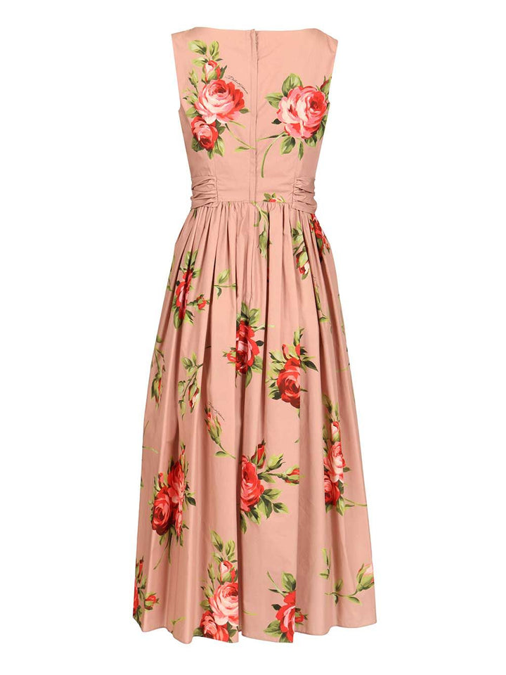Dolce & Gabbana Cotton Dress With Rose Bouquet Print Dresses - Multicolor | 052db7c265374436da574c76d421112a51d6ba5c