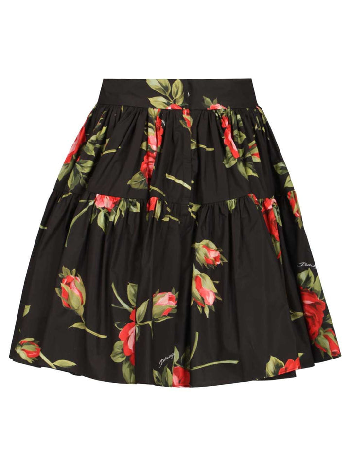Dolce & Gabbana Short Skirt With Rose Bouquet Print Skirts - Black | 1c059ceee64445926a8fa13f17e623ea714a91fd