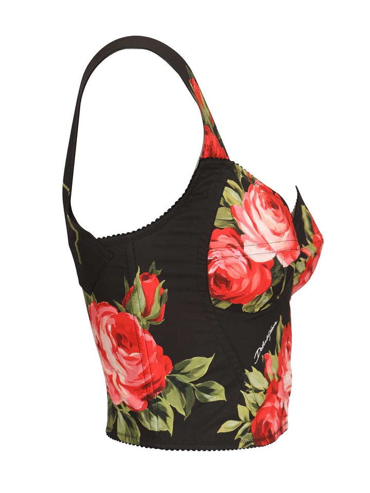 Dolce & Gabbana Rose Bouquet Print Bustier Top Tops - Black | bfbb2c6f6763936bf781d48f08a7ffc9c31fba6a