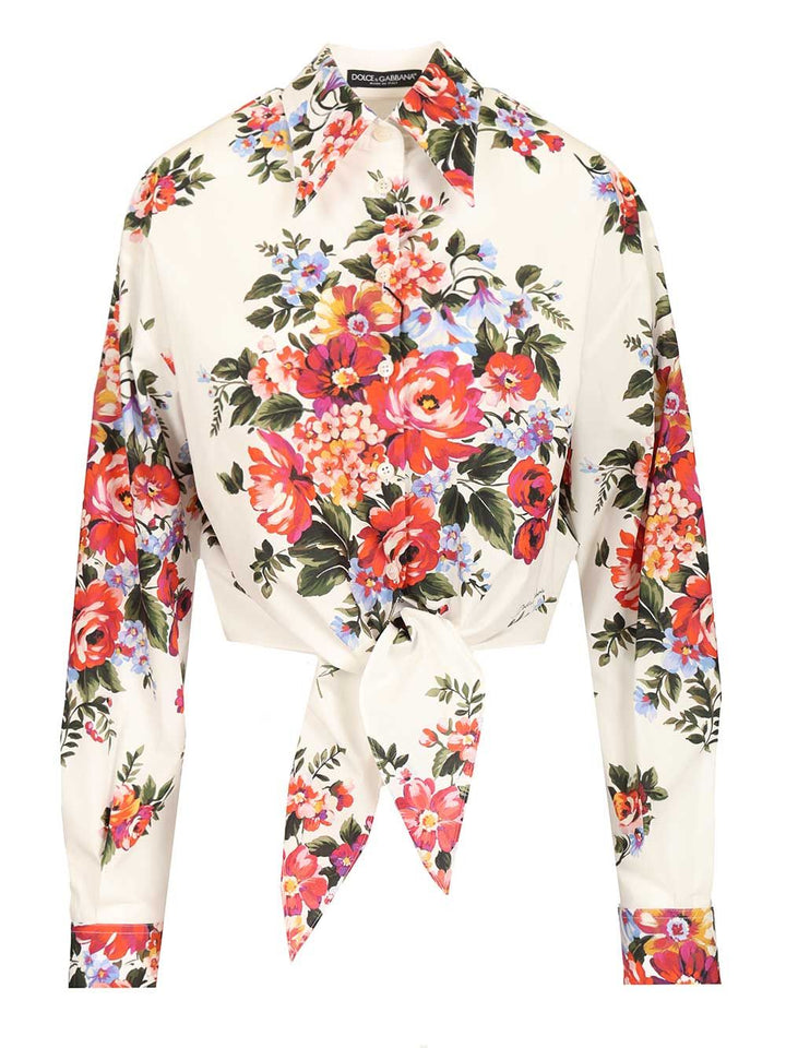 Dolce & Gabbana Cotton Shirt With A Bouquet Of Flowers Print Shirts - White | c2727adcf0ad394ab14180799b3e97b16fc56fd7