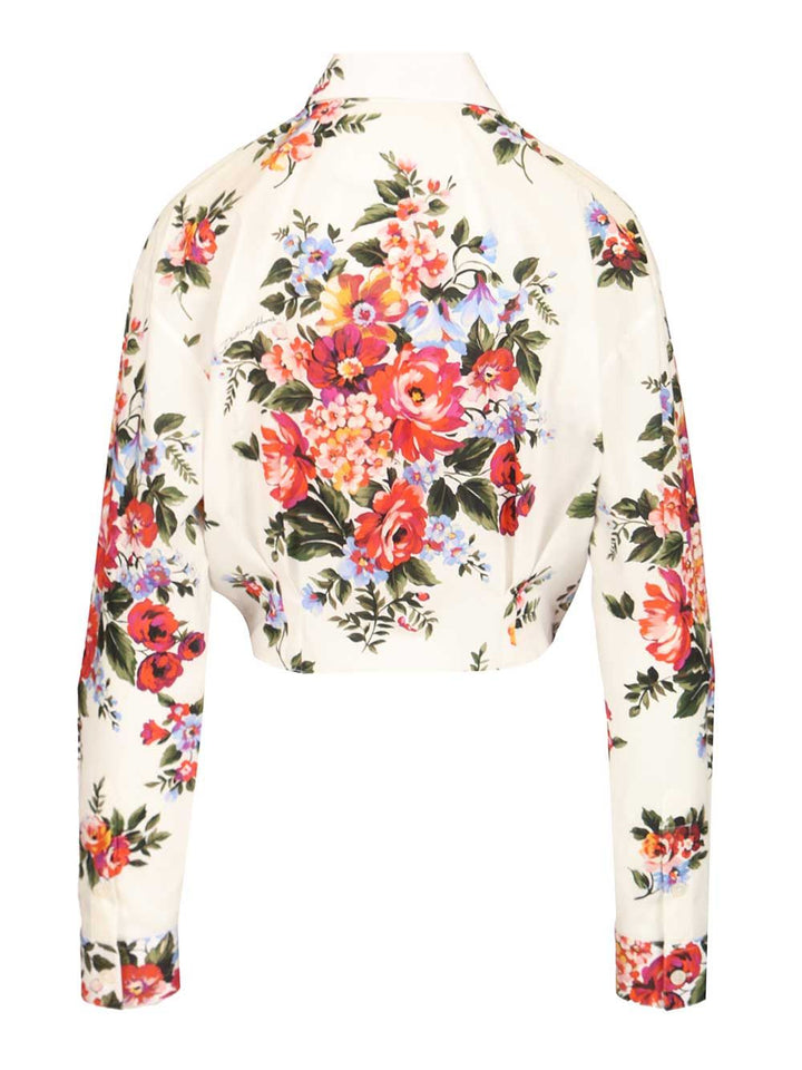 Dolce & Gabbana Cotton Shirt With A Bouquet Of Flowers Print Shirts - White | e741dd9ed023f1101c9fd728299fe0f7a0ae4a05