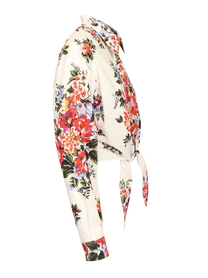 Dolce & Gabbana Cotton Shirt With A Bouquet Of Flowers Print Shirts - White | e913a511308e2b25f9dc3ca38b1a00c5dfa7d7b8