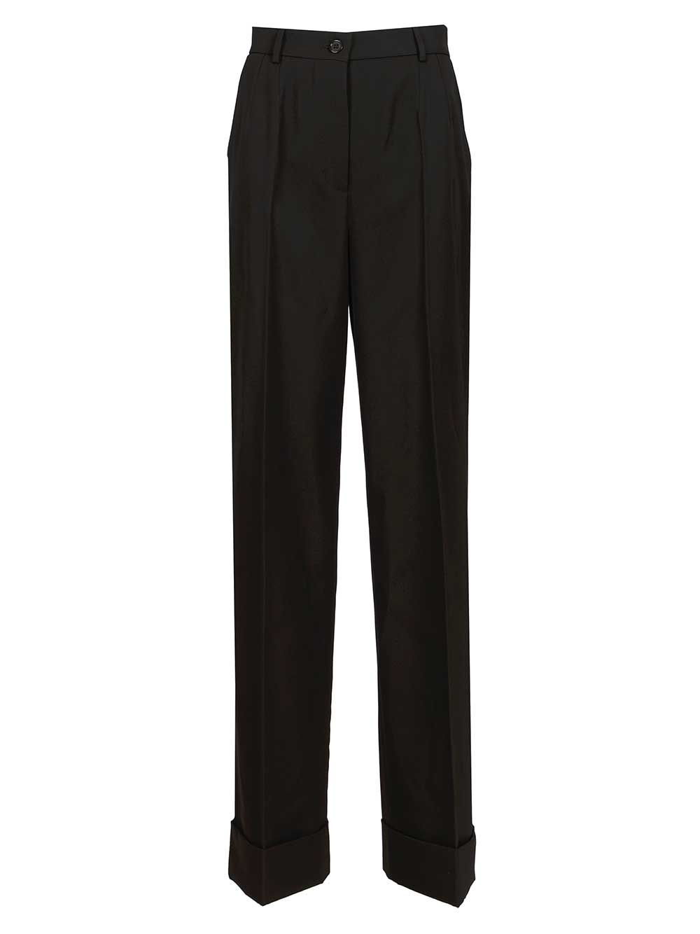 Dolce & Gabbana Wool Gabardine Trousers - Black | b9fe1a19727b532c6570b3283f5b963543094c82