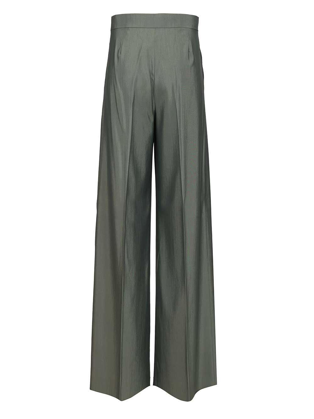 Max Mara Wide-Leg  In Wool And Silk Trousers - Green | 492b685434585fc08ce153c21655e95487bbe3b5