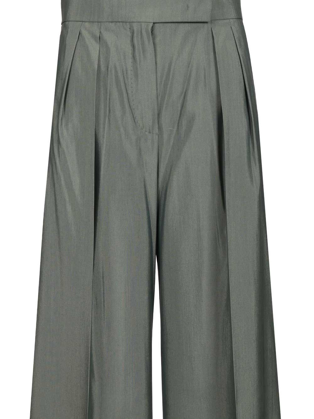 Max Mara Wide-Leg  In Wool And Silk Trousers - Green | 6de23046b28c4e9a82203373d5a30154b35c12f1