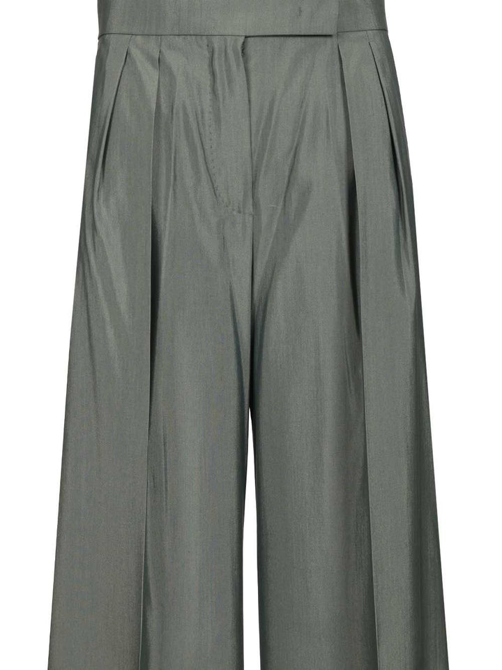 Max Mara Wide-Leg  In Wool And Silk Trousers - Green | 6de23046b28c4e9a82203373d5a30154b35c12f1