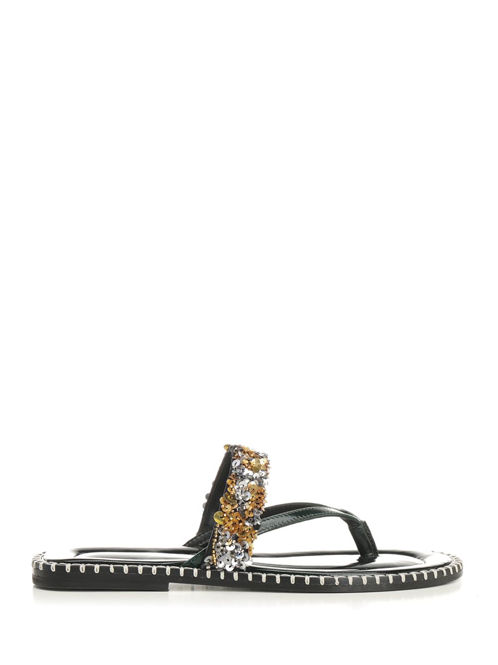 Dries Van Noten Leather Flip-Flops With Sequins Scarpe basse - Black | ad1b65291d2965ab1f823645d01050dfa7a42f5d