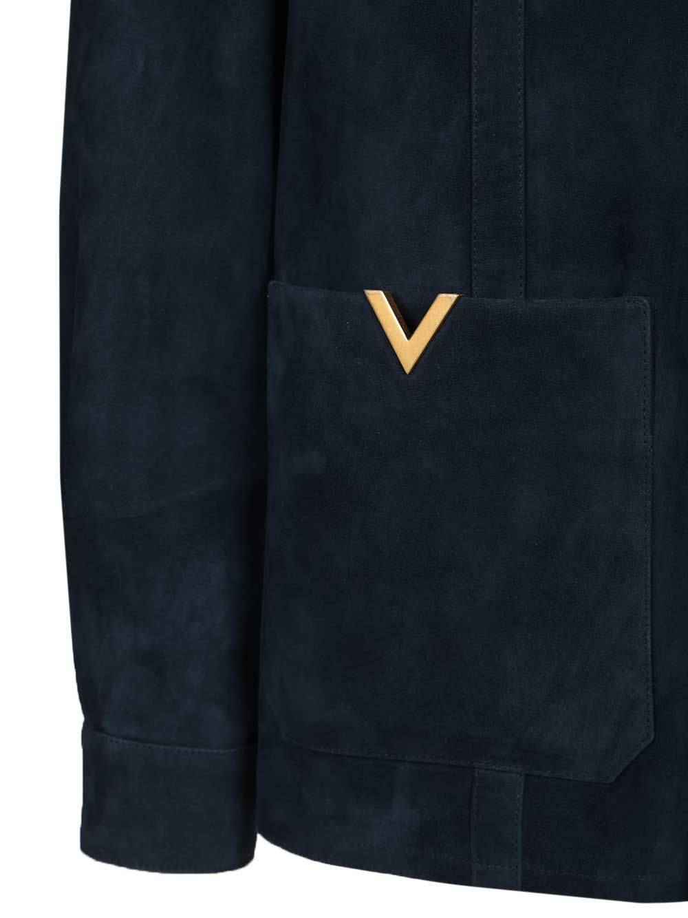 Valentino Garavani Suede Caban Jackets - Blue | 880af165fd59d330d7daf50dee21fc5bfafec2a9