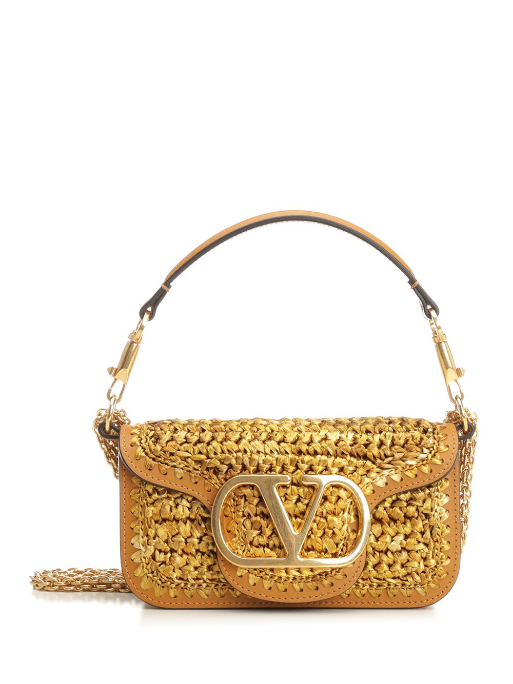 Valentino Garavani Raffia Shoulder Bag Shoulder Bags - Gold | 8672d444f45ddc9a2f899192b851c7d471995462