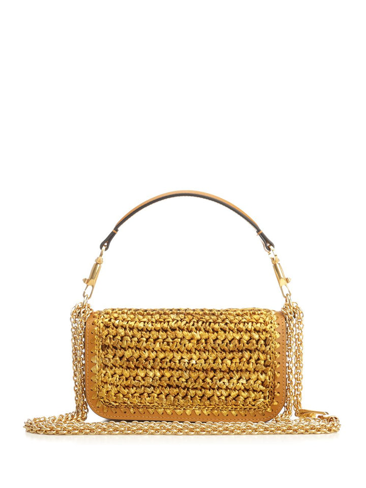 Valentino Garavani Raffia Shoulder Bag Shoulder Bags - Gold | ac20da6108d9945871d014701ae27955657359fd