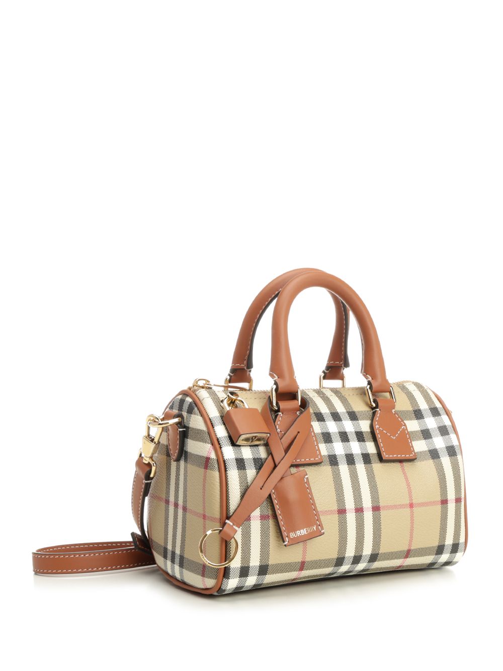 Burberry Mini Check Bowling Bag Handbags - Beige | 9de78070513b78884bc78e27ab7db5acae4e9a53