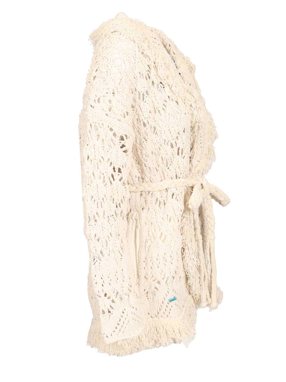 Alanui Lagoon Romance Cotton Blend Cardigan Knitwear - White | 7c54a2c3105dbf70739908ac92803a96cc1bdf57