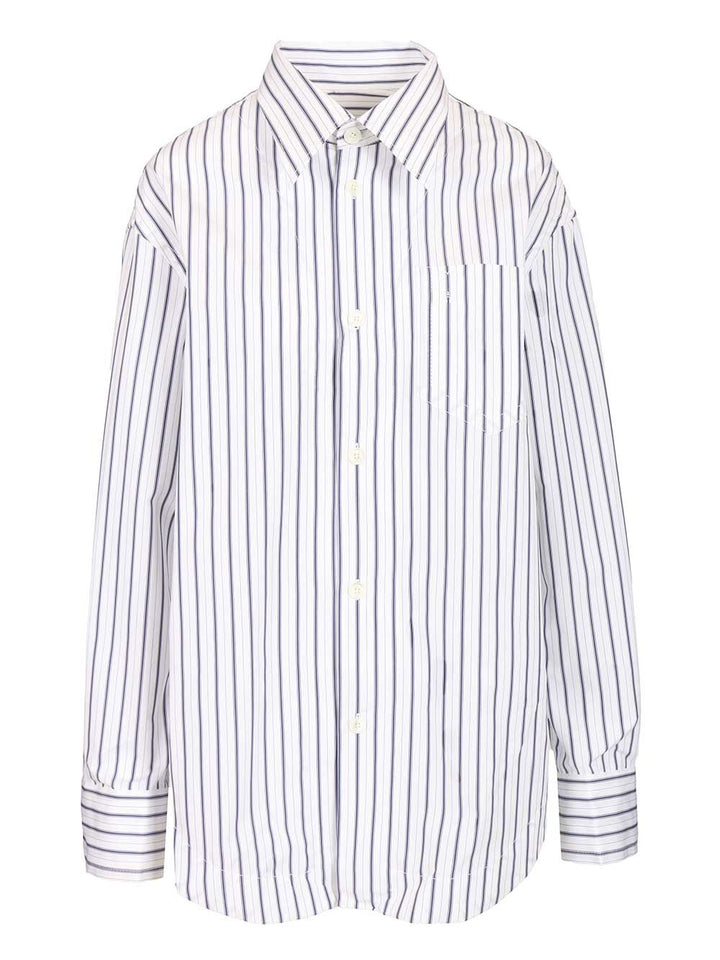 Ami Wide Striped Shirt Shirts - White | 92e3c02412a97e99a2700c251bcb2bdc2de921e9