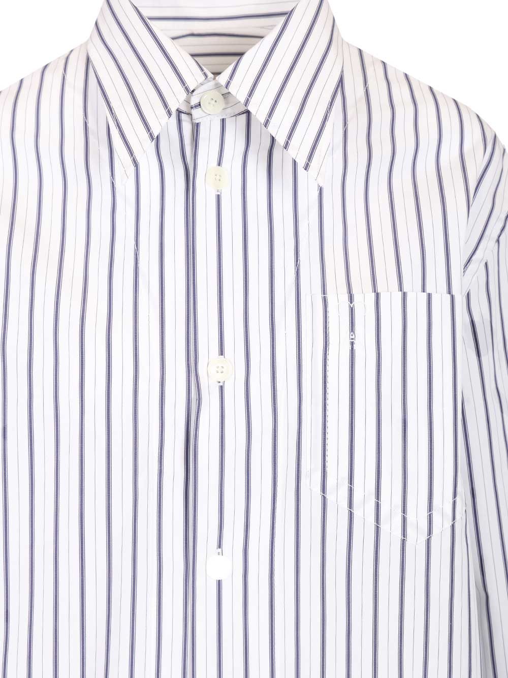 Ami Wide Striped Shirt Shirts - White | 28705a05c54d49fa1edca518a10f47d0bf405563