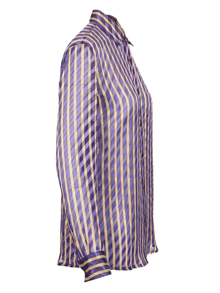 Dries Van Noten Striped Dévoré Satin Shirt Shirts - Violet | c49b1fc1dfd3b351936832c13c502ece86cd08e4