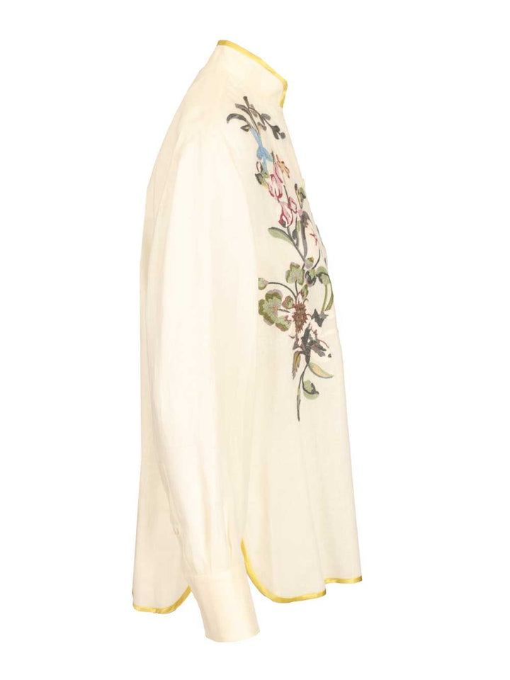 Valentino Garavani Linen Shirt With Embroidery Dresses - White | 0737fcfbe0a4b82fa59d8b9ab48b14fe06521c35