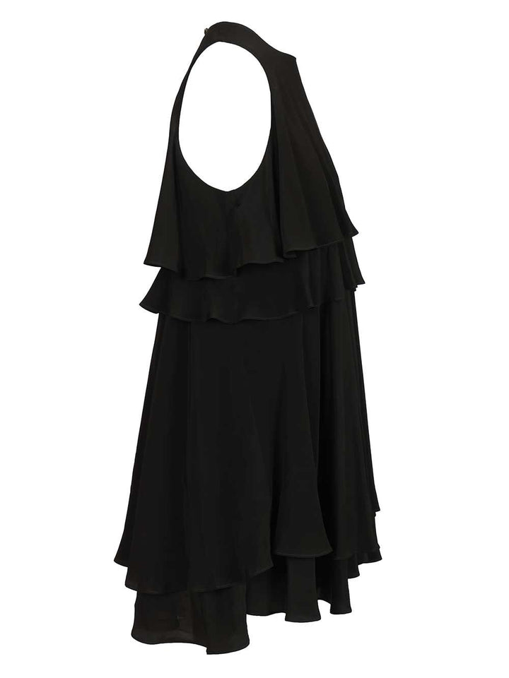 Ami Short Sleeveless Dress With Ruffles Dresses - Black | fe96afafb3f85be55168b3438fe0bc2c4ed23415