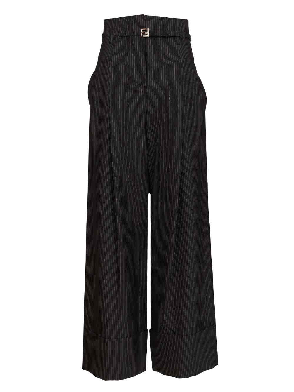 Fendi Pinstriped Wool Trousers - Blue | a7e1df044de71182407d6048756f36cae216e6b0