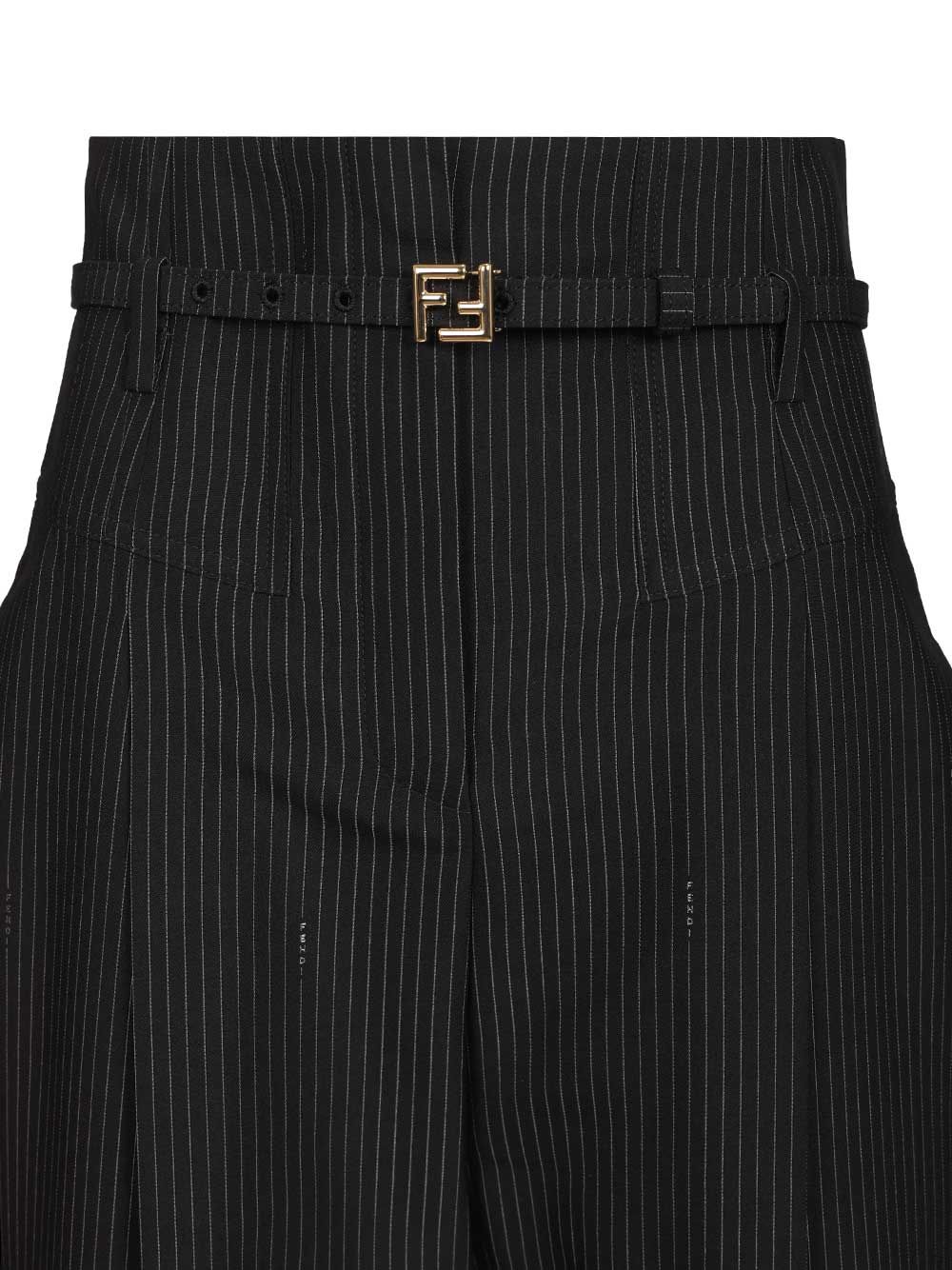 Fendi Pinstriped Wool Trousers - Blue | 7f45efad96f0db79c55a2962ad4be4732e21bd6d