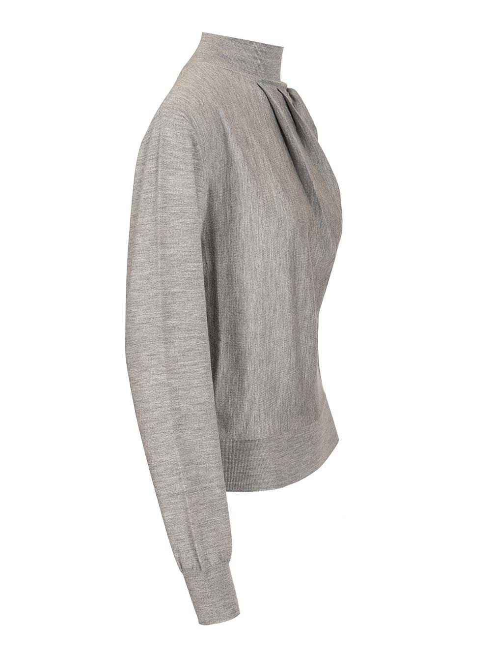 Givenchy Draped Wool Blend Turtleneck Sweater Sweatshirts - Grey | 4860acbcde12dcefbeae1aeb38cdf16d07345f53