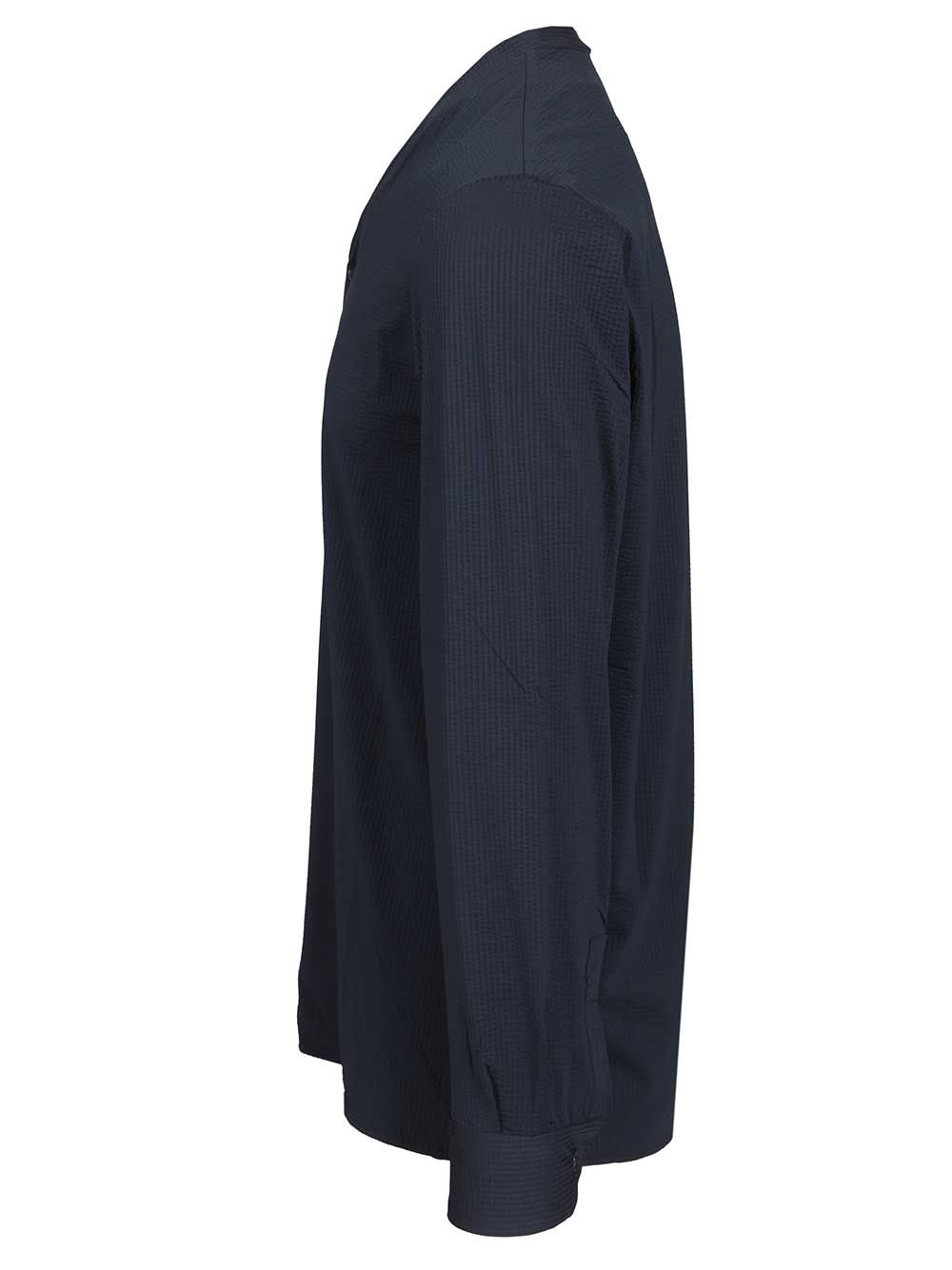 Emporio Armani Seersucker V-Neck Shirt Shirts - Blue | 441ac87782e0fa21d652a9d0b6a148f0a8ac24a3