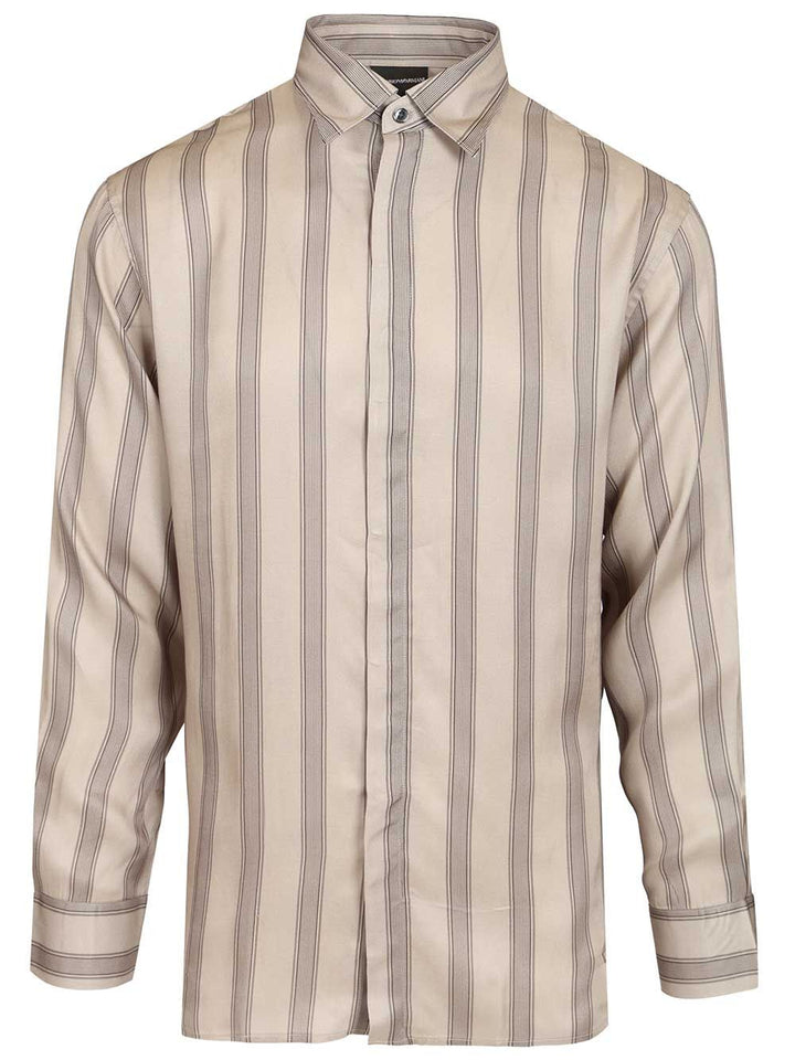 Emporio Armani Flowing Striped Shirt Shirts - Beige | 67744ab0bf9cc9500fc1cc3610500d588226a8fc