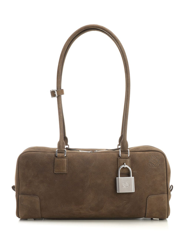 Loewe Amazona 31 Cropped Bag In Garnet Nubuck Shoulder Bags - Brown | 2ff9c5728aa0892d39f88c1d4093191046a9df9f
