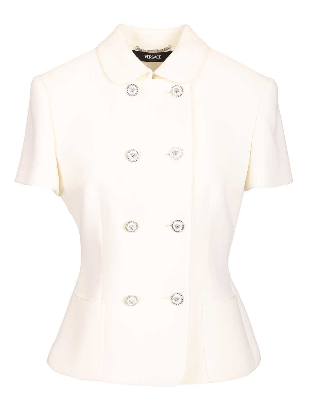 Versace Fitted Jacket In Double Wool Crêpe Jackets - White | 56b60c8feb07d21056bd48bc1a54fa4ca9a2eb60