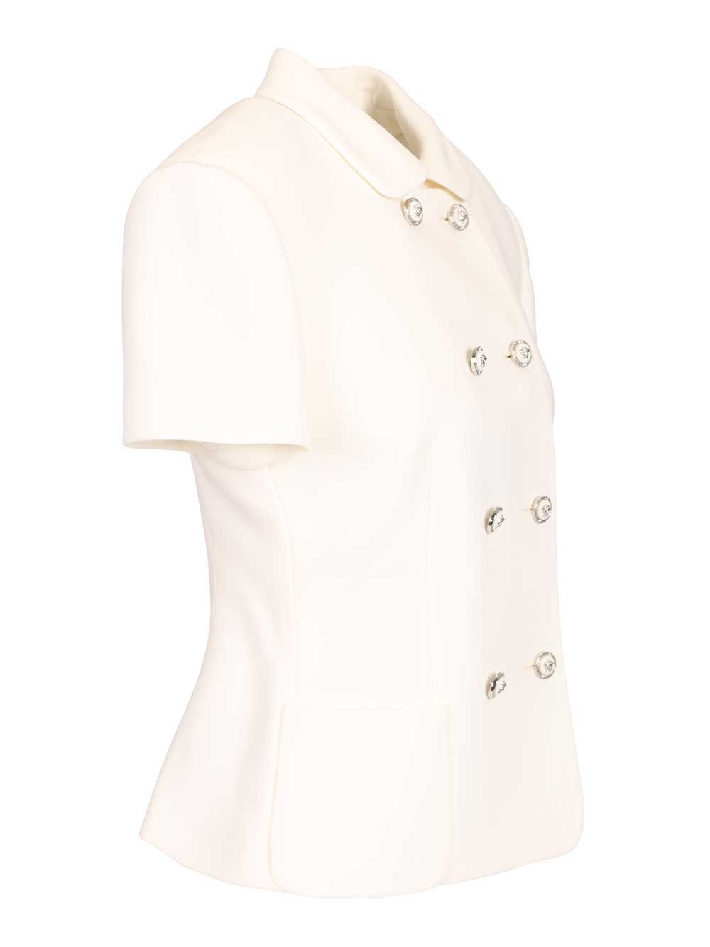 Versace Fitted Jacket In Double Wool Crêpe Jackets - White | aa274a20179bf6e737f4ad36d00c8bd45976f5b3