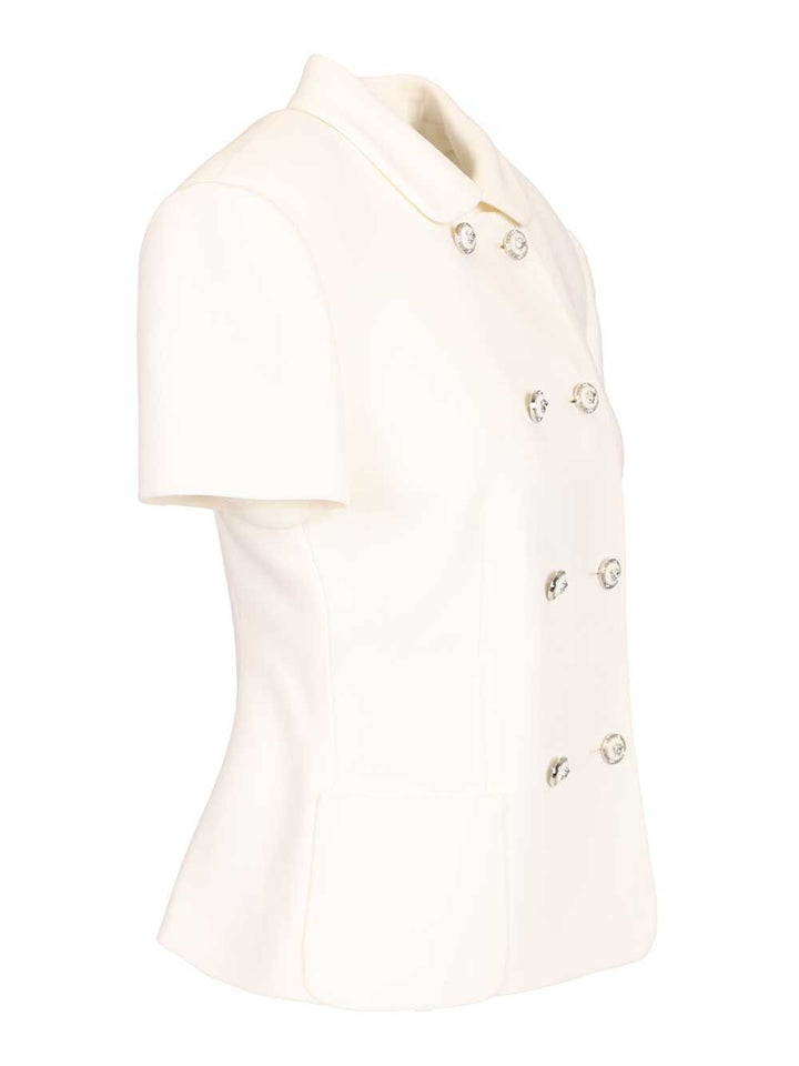 Versace Fitted Jacket In Double Wool Crêpe Jackets - White | aa274a20179bf6e737f4ad36d00c8bd45976f5b3