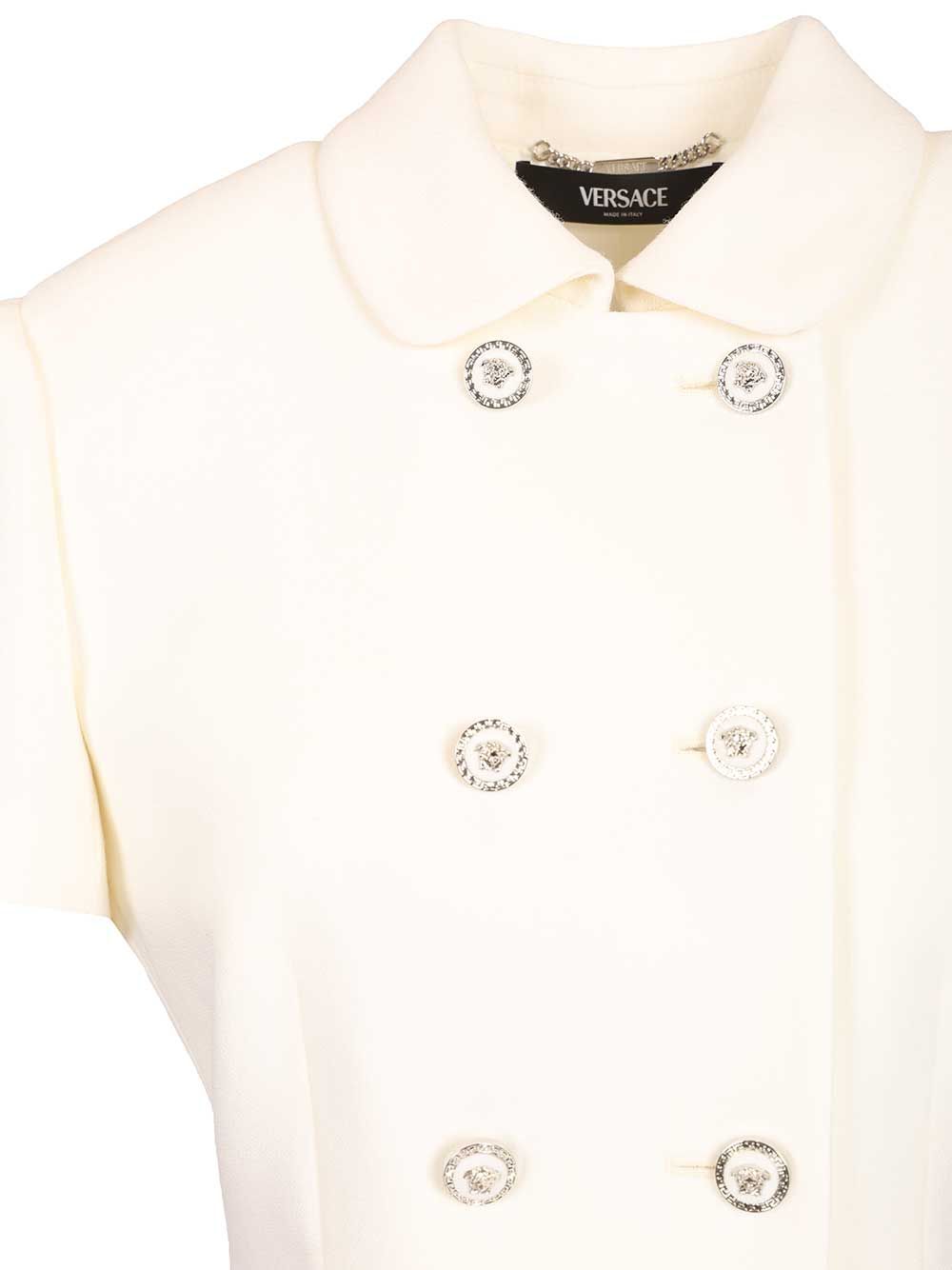 Versace Fitted Jacket In Double Wool Crêpe Jackets - White | 613d735ff55a70d63b0cfae2f71d2b26584556eb