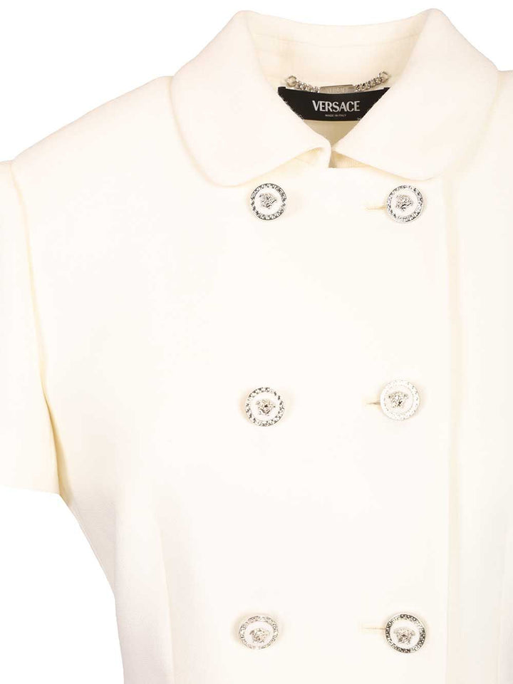 Versace Fitted Jacket In Double Wool Crêpe Jackets - White | 613d735ff55a70d63b0cfae2f71d2b26584556eb