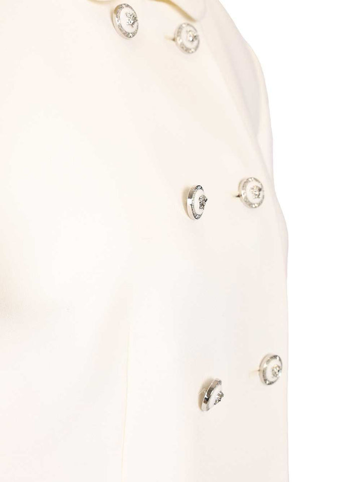 Versace Fitted Jacket In Double Wool Crêpe Jackets - White | 90dcd92ab2dace5ee6a38a11c5e5a9a725938206